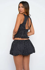 Runaway Heart Mini Skort Black/White Polka Dot
