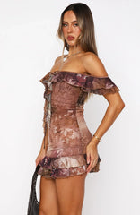 Aurelia Off Shoulder Mini Dress Antique Bloom