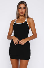 Since The Beginning Ribbed Mini Dress Black