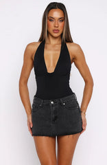 Broken Trust Denim Mini Skirt Black