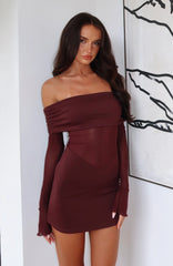 Own Your Story Long Sleeve Mini Dress Burgundy