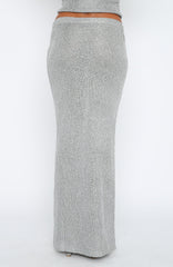 Star Shining Sequin Knit Maxi Skirt Grey