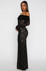 Be My Peace Lace Long Sleeve Maxi Dress Black