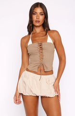 Taking You For Granted Mini Skort Beige
