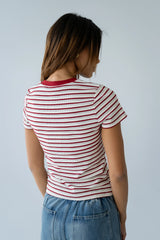 Ashtyn Striped Top in Red