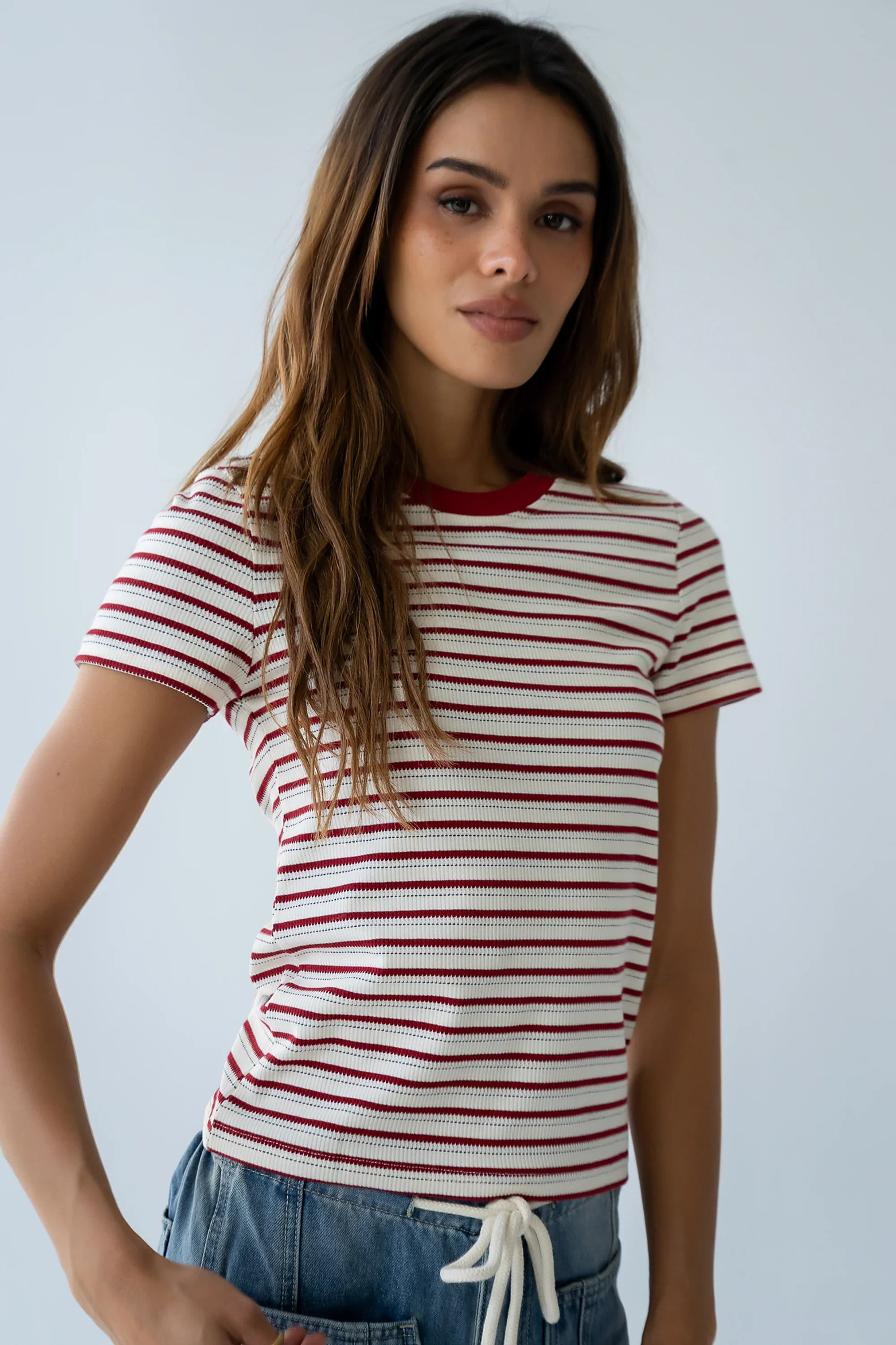 Ashtyn Striped Top in Red