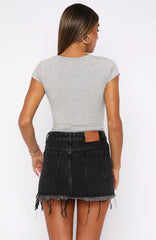 Amelia Denim Mini Skirt Black Acid